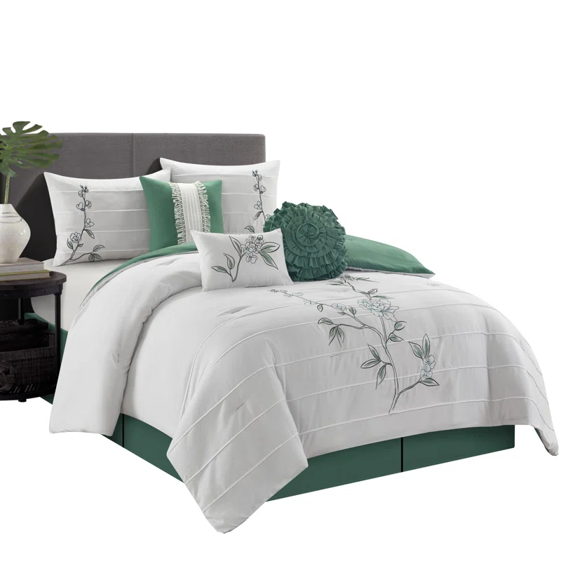 Raina Microfiber 7 Piece Floral Comforter Set