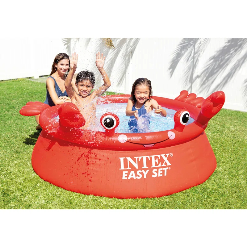 Intex Intex Happy Crab Easy Set 6ft x 20in Round Inflatable Ring Kiddie Pool