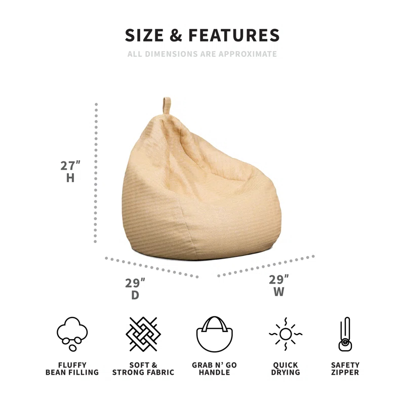 Big Joe Tuffet Outdoor Bean Bag Chair, Weather Resistant Fabric, 3ft Teardrop