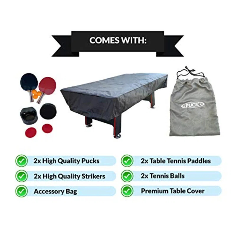 PUCK Hockey Tables PUCK Atlas 7-Foot Table Multi Game Tennis Air Hockey Table (Black)