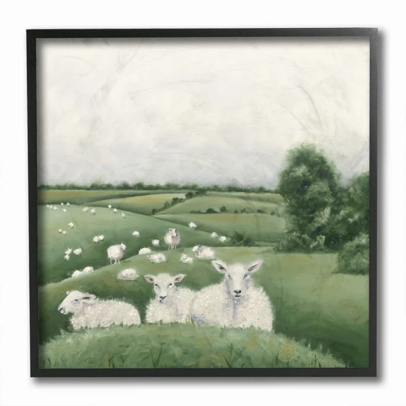 Stupell Industries " Flock Of Sheep In Green Rolling Hills " by Hollihocks Art