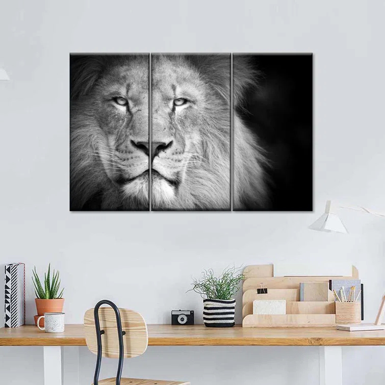 Elephant Stock " Lion Portrait " 3 - Pieces (Set of 3)