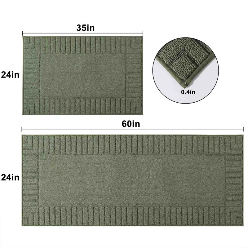 Hokku Designs Machine Washable Non-Skid Kitchen Mat 2 Pieces