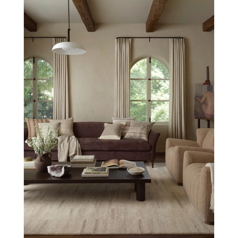 Zephyr Pillow by Amber Lewis x Loloi - Natural and Wine / 22" x 22" / Polyester