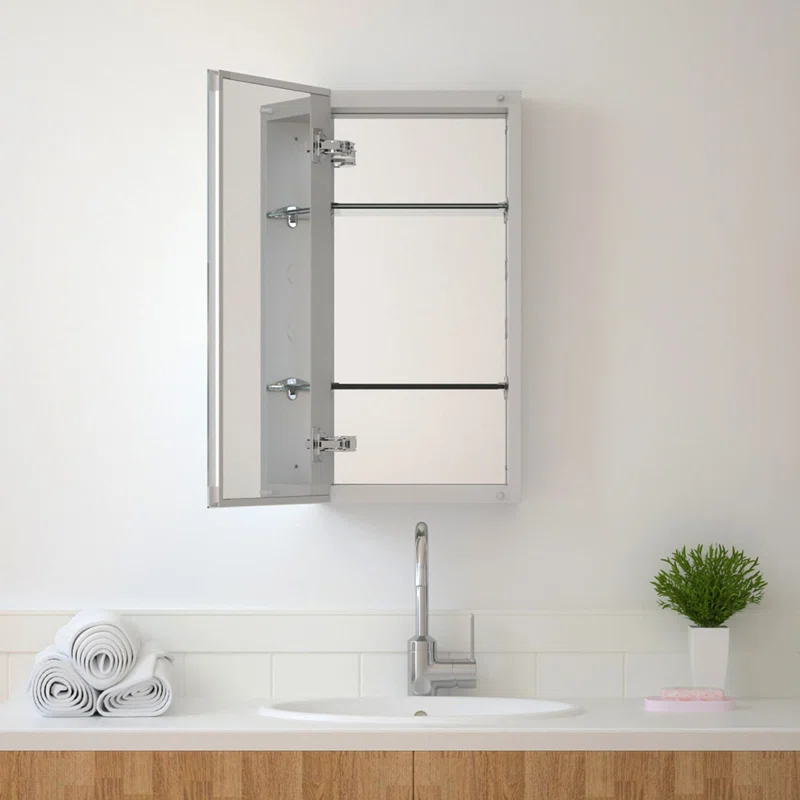 W 24'' H Frameless Medicine Cabinet Mirror 2 Adjustable