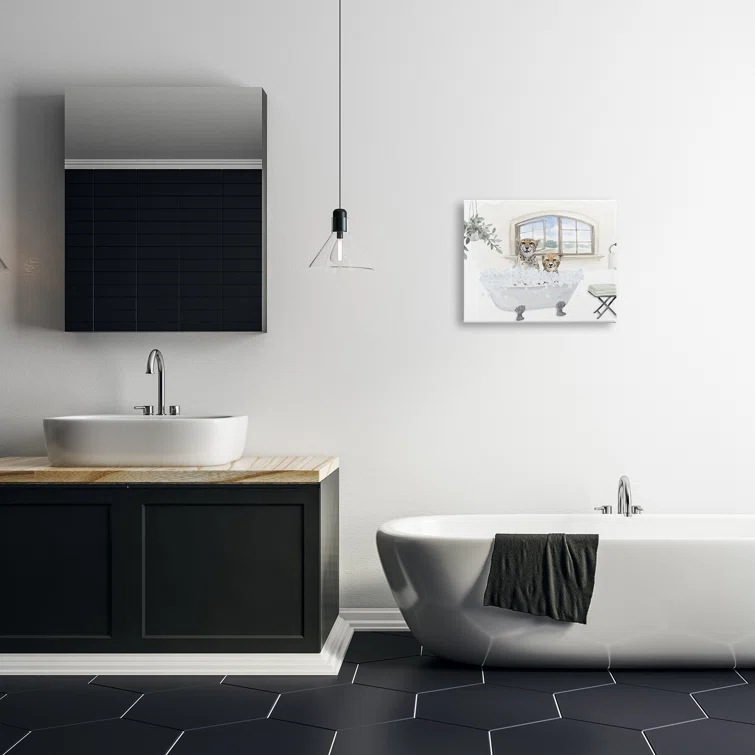 Stupell Industries " Cheetah Duo Bathtub Bathroom Scene " by Lanie Loreth