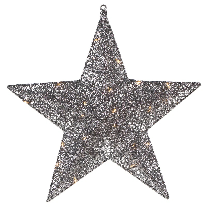 Northlight Seasonal 18" LED Lighted Silver Hanging Star Outdoor Christmas Decoration