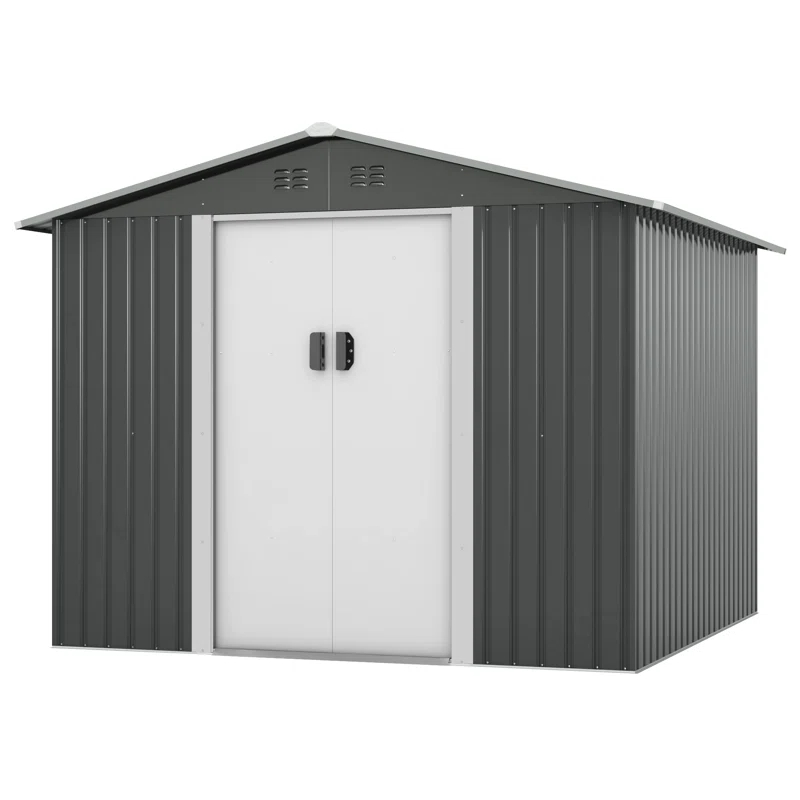 8 ft. W x 8 ft. D Metal Storage Tool Shed Outdoor Storage Shed With Sliding Doors and Vents