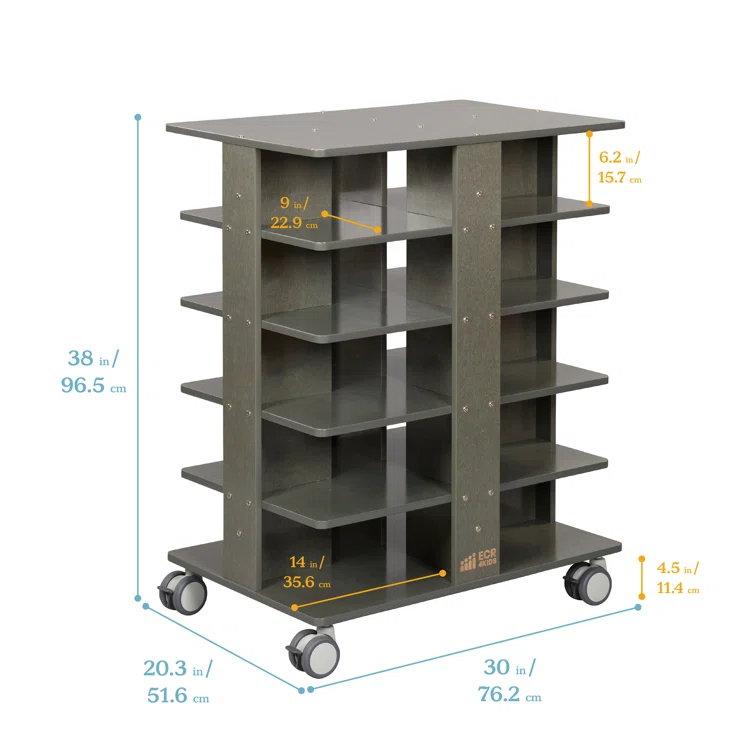ECR4Kids ECR4Kids 20-Compartment Mobile Storage Tower, 5x4, Classroom Furniture,