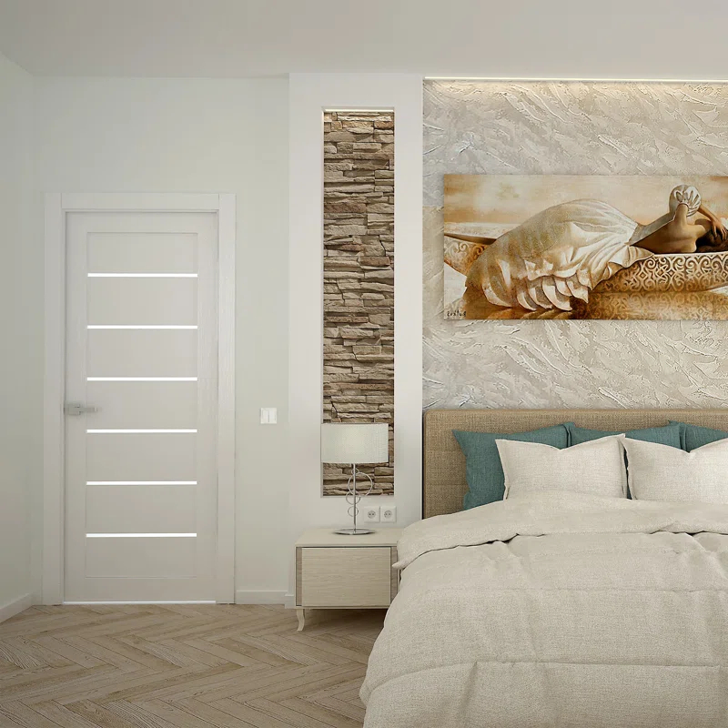 Belldinni Alba Solid Manufactured Wood and Glass Paneled Wood Finish Standard Door Slab