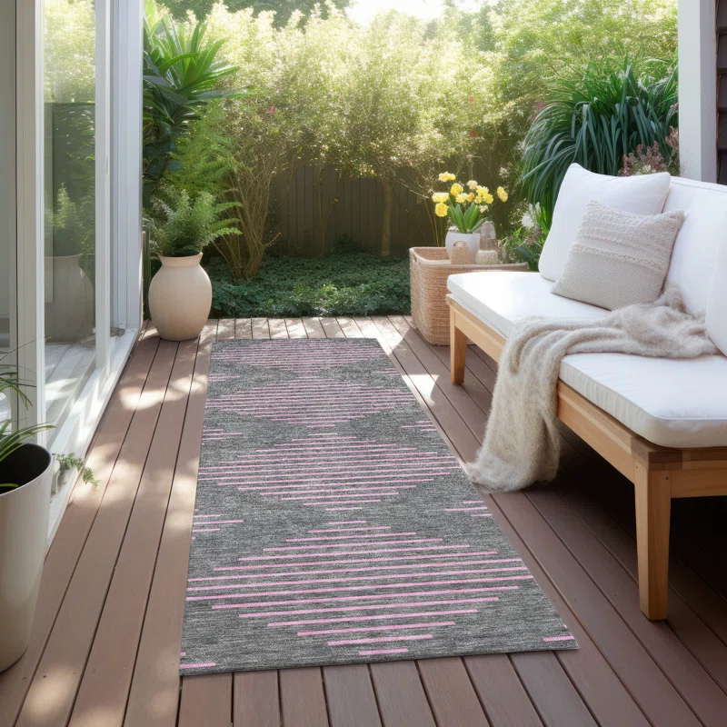 Machine Washable Indoor/Outdoor Chayden ACN1017 Gray Rug