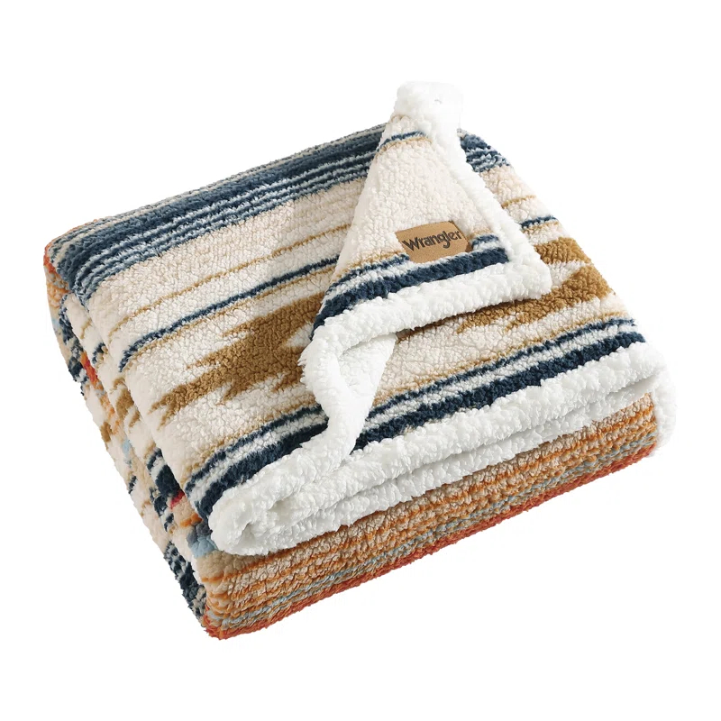 Wrangler Wrangler Printed Plush Sherpa Throw Blankets