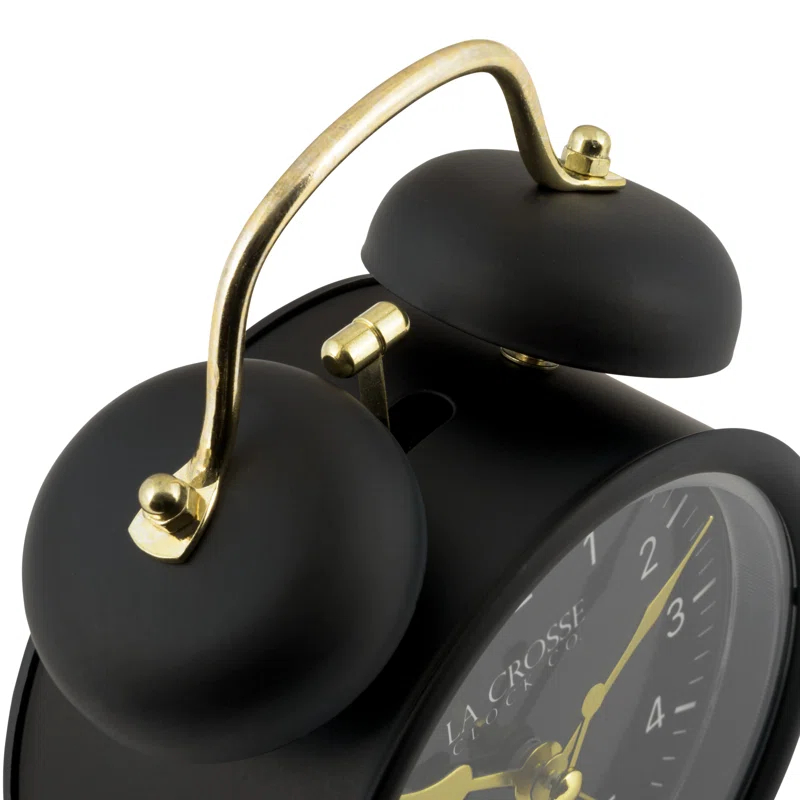 La Crosse Technology Analog Quartz Movement / Crystal Tabletop Clock with Alarm in Black