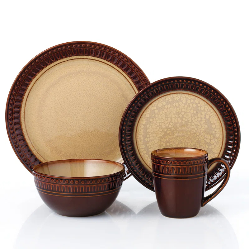 Lorren Home Trends 16 Piece Stoneware Dinnerware Set - Service for 4