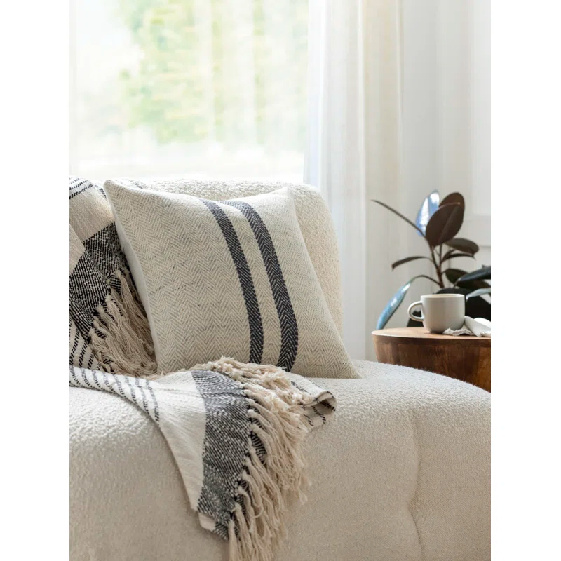 Becki Owens x Livabliss Becki Owens x Livabliss Brett Striped Wool Blend Reversible Throw Pillow