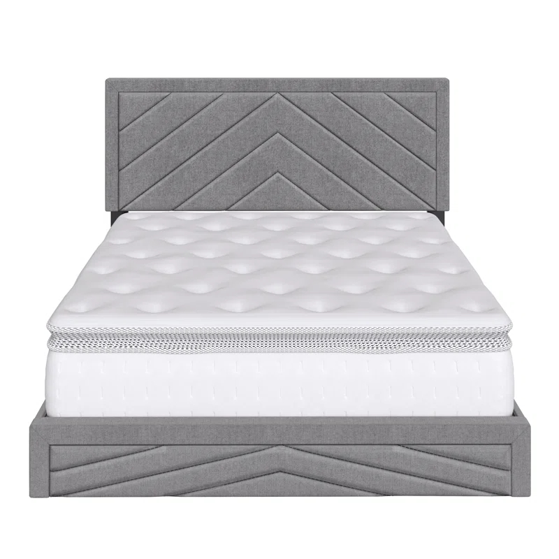 Boyd Sleep Barcelona Linen or Faux Leather Upholstered Platform Bed Frame with Adjustable Headboard, Heavy Duty Slat Support System, No Box Spring Required - Boyd Sleep