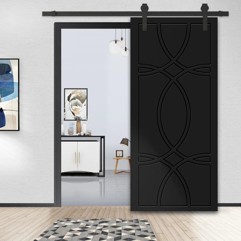 Calhome Hollow Paneled Painted with Installation Hardware Kit Barn Door