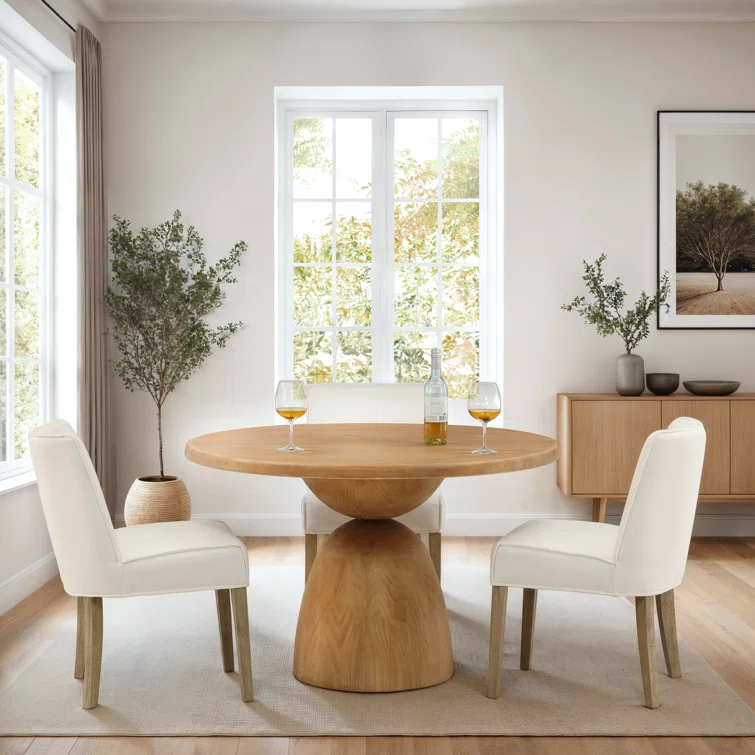 AllModern Saria Reclaimed Pine Round Modern Hourglass Bistro Dining Table & Reviews | AllModern