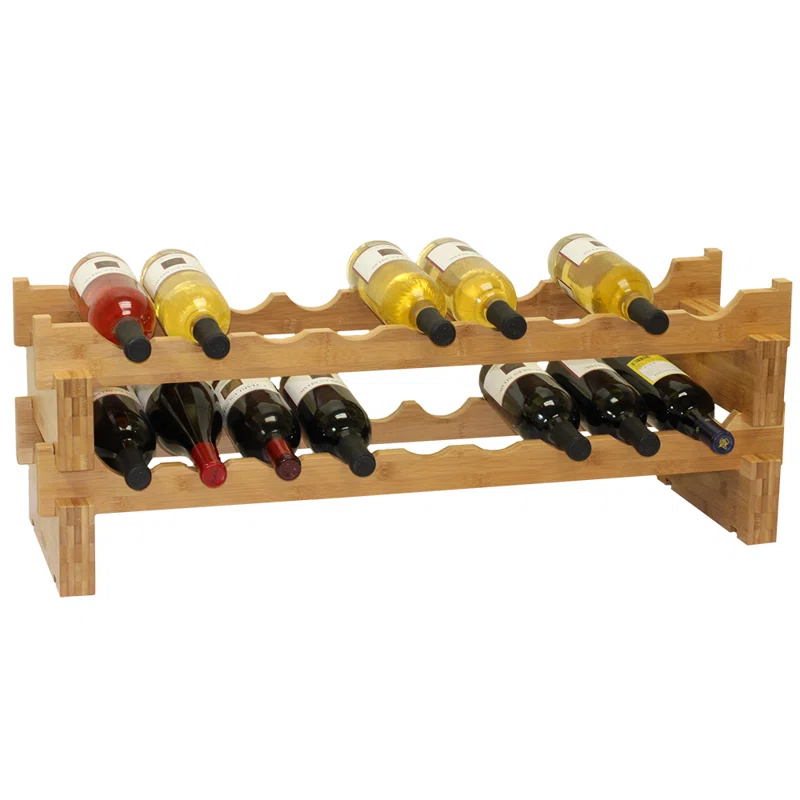 Ocean Star International Solid Wood Floor Wine Bottle Rack in Natural