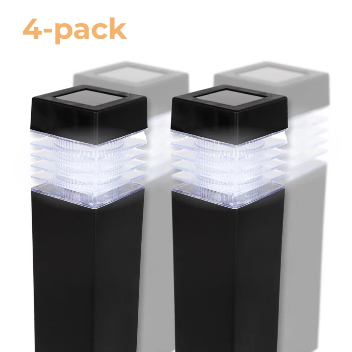 Techko Solar Square Bollard Pathway Lights – Small (4-Pack) (Set of 4)