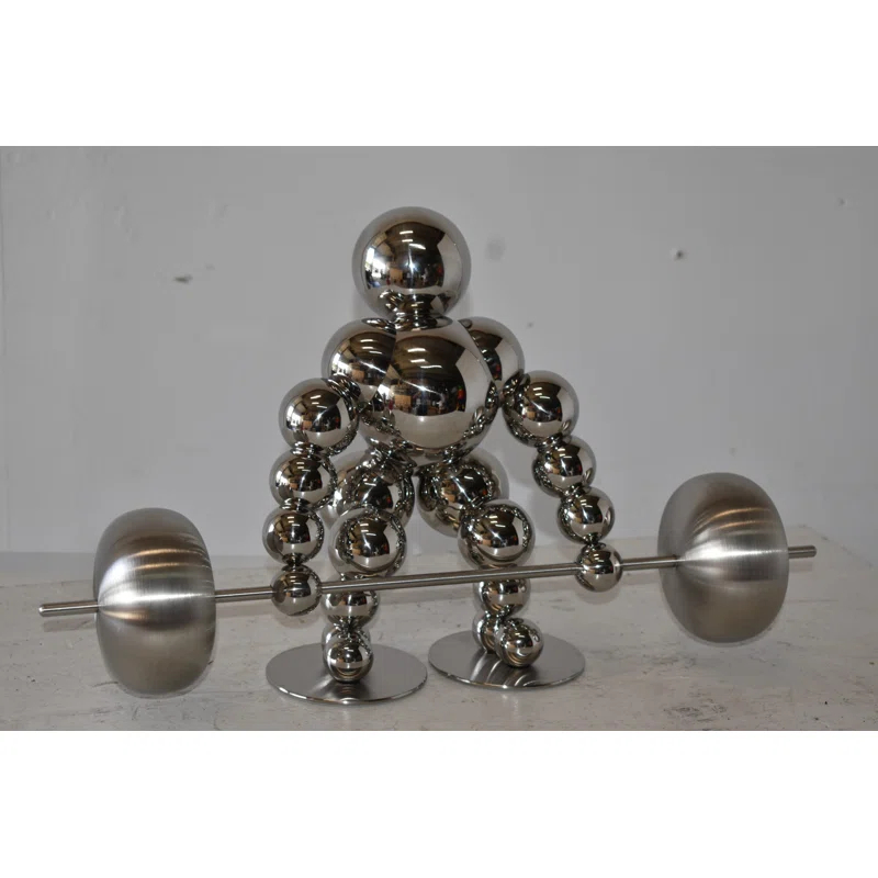 Wrought Studio™ Alesja Modern Art Weightlifter First Pull Position Chrome Statue Size: 20" x 8" x 11"H