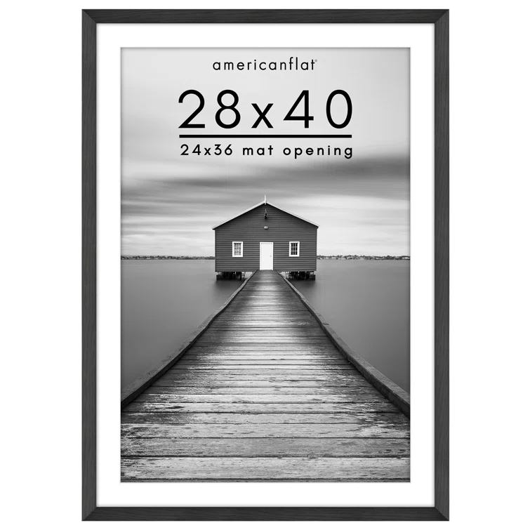 Americanflat Picture Frame - Frame with Mat - Wide Molding - Shatter-Resistant Glass | Wayfair