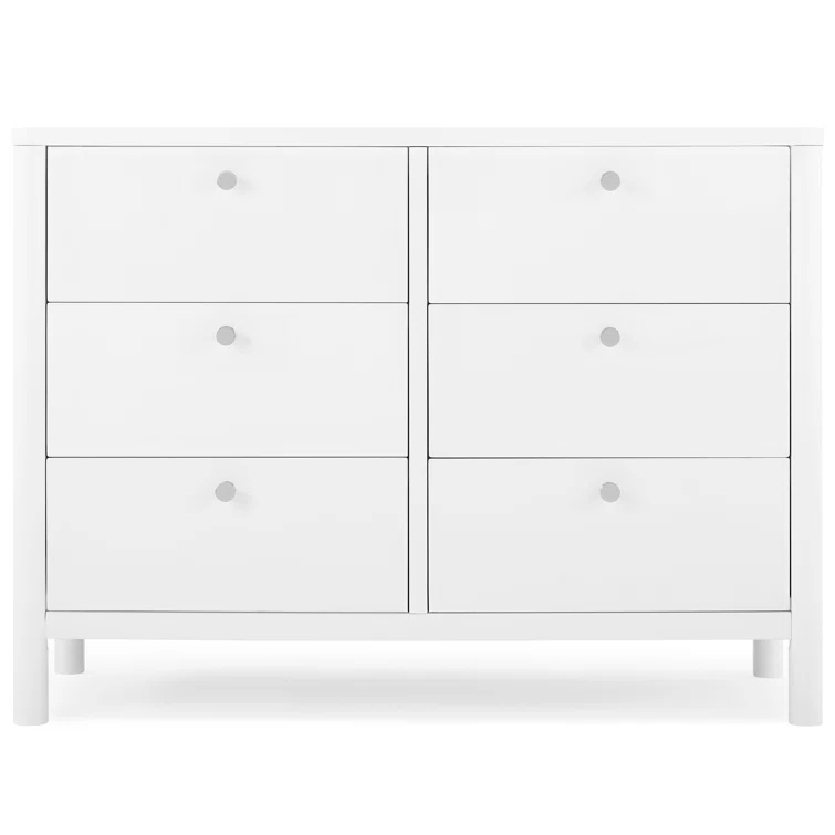 Delta Children Delta Children Brooks 6 Drawer Dresser With Interlocking Drawers (Includes 3 Sets Of Knobs – Choose From Natural, Brushed Nickel & Melted Bronze), Bianca