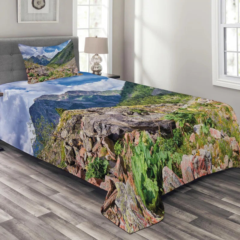 Ambesonne Landscape Rustic Coverlet Set