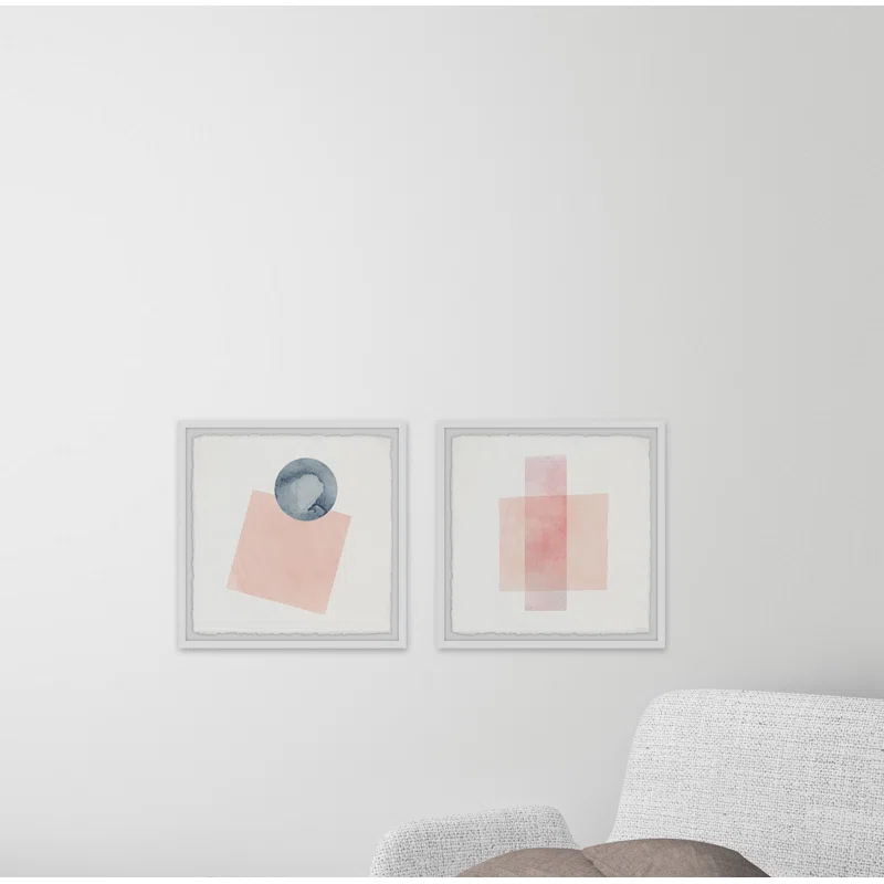 Parvez Taj " Peaches And Shapes " by Parvez Taj 2 - Pieces Painting Print