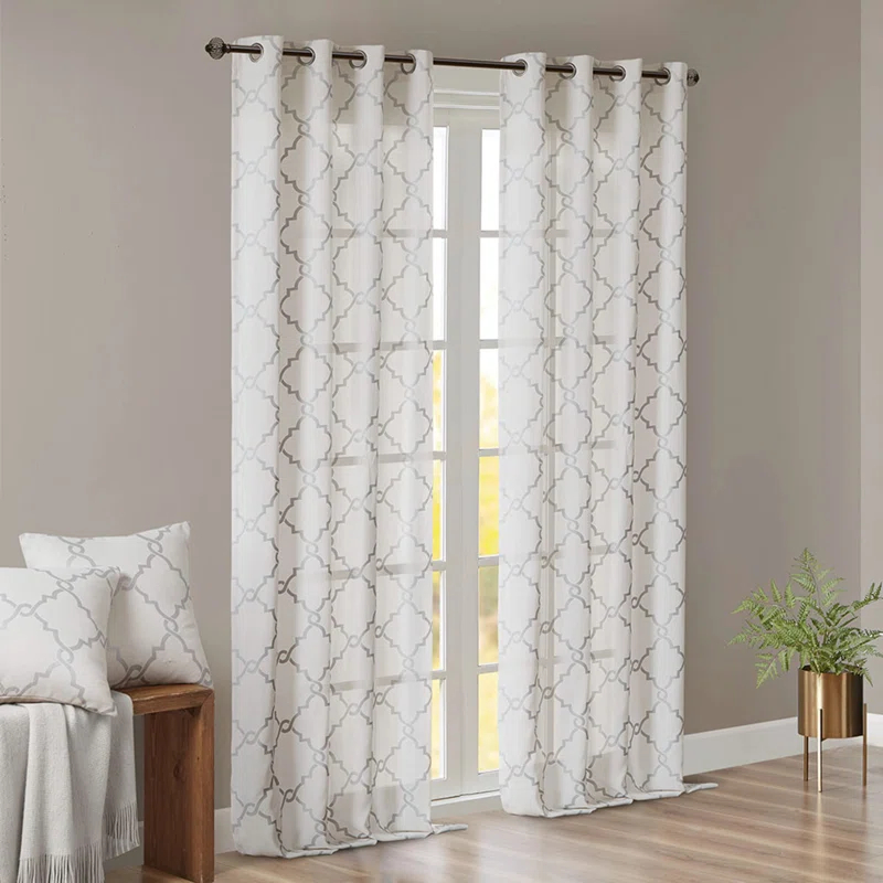 Madison Park Fretwork Print Grommet Top Single Window Curtain Panel