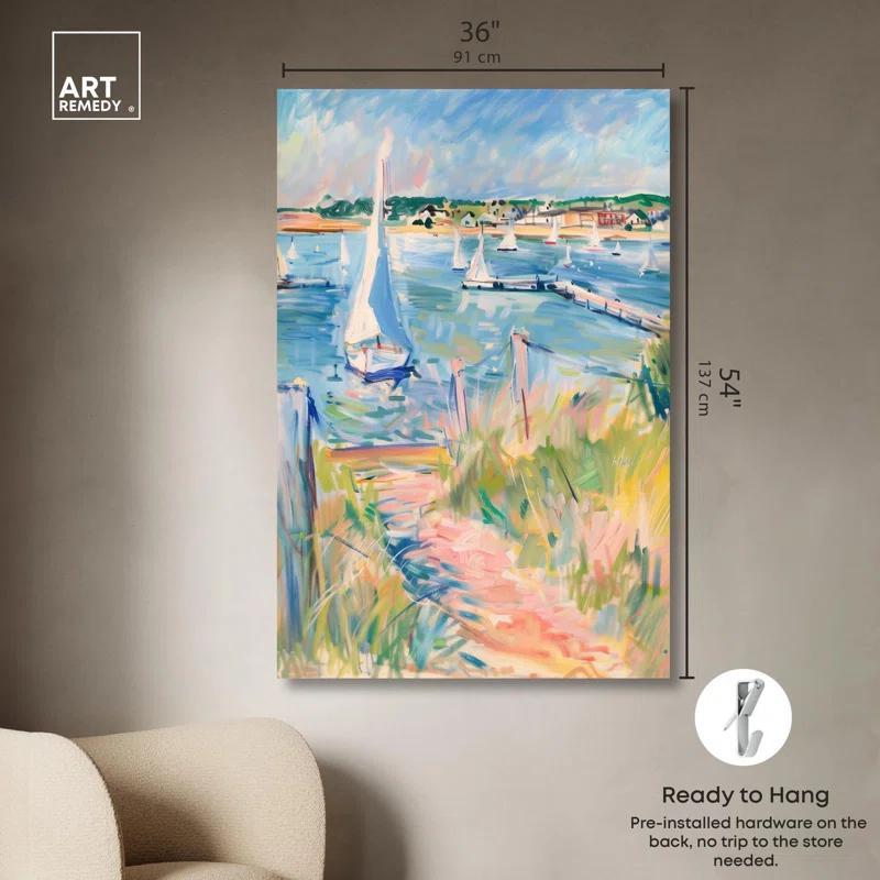 Art Remedy Sail Boasts Outside Canvas Vibrant Coastal Wall Art by Art Remedy