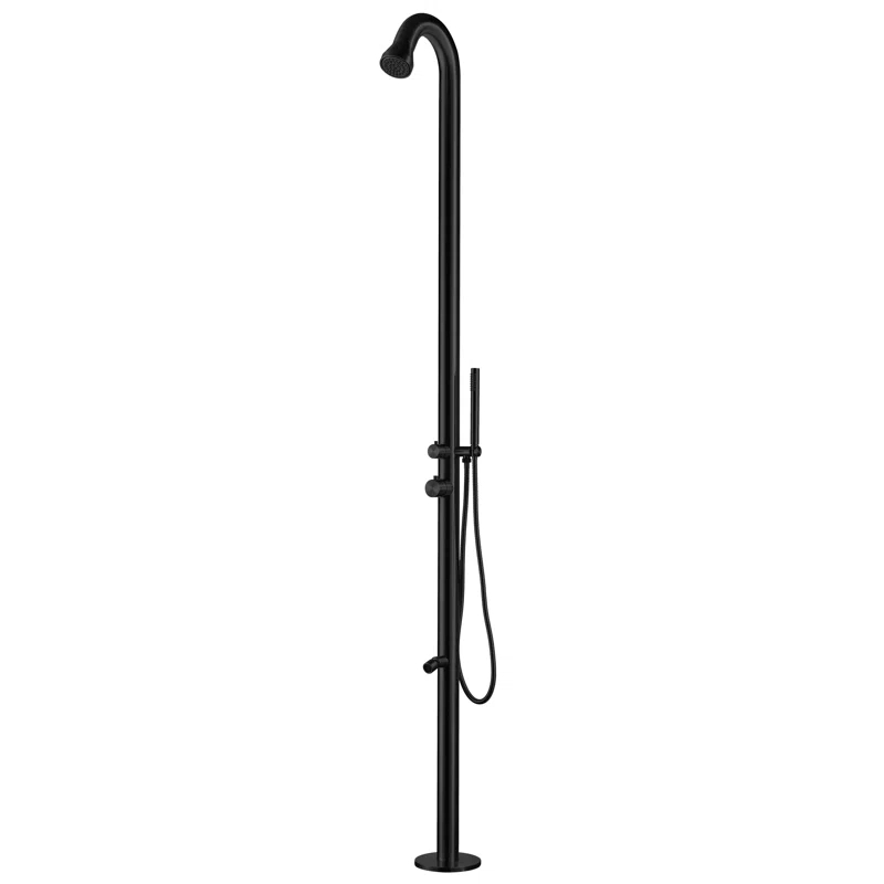 90.12'' H Temperature Controlled Portable Stainless Steel Freestanding Outdoor Shower and Footwash Spout