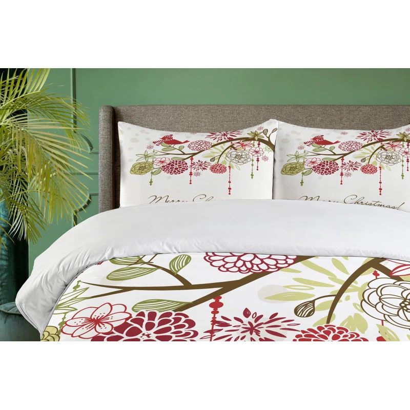 Christmas Farmhouse / Country Floral Duvet Cover Set