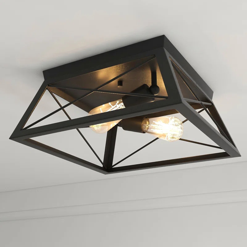 Moen 2-Light Finished Cage Classic Modern Dimmable Flush Mount Light