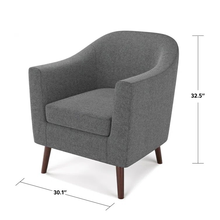 Simpli Home Thorne 30"W Upholstered Contemporary Accent Chair with Curved Back and Removable Foam Cushion