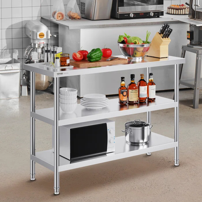 VEVOR VEVOR Stainless Steel Food Prep Table, Commercial Kitchen Worktable