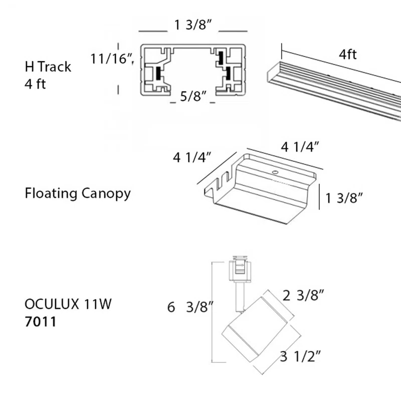 Ocularc 48'' 3 -Light Track Track Kit with Dimmable and Adjustable Head