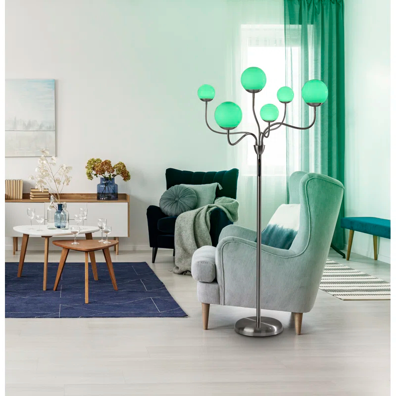 Adesso Phoebe 64'' Brushed Steel LED Tree Floor Lamp