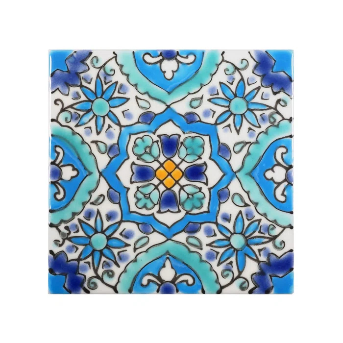 Casablanca Market Mediterranean 4'' x 4'' Hand Painted Ceramic Decorative Accent Tile