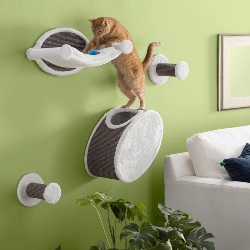 TRIXIE Wall Mounted Cat Lounge Set, Hammock and Condo with Two Steps, Cat Furniture, Scratching Post & Reviews | Wayfair