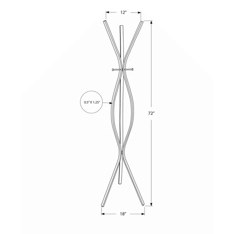 Winston Porter Coat Rack, Hall Tree, Free Standing, 3 Hooks, Entryway, 72"H, , Black Metal, Contemporary,