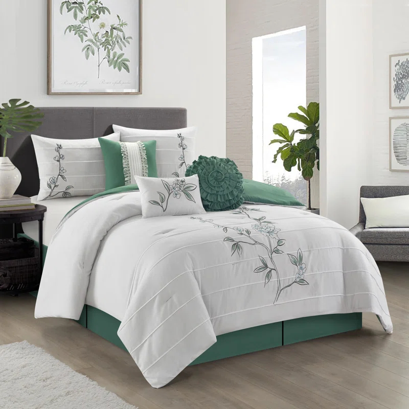 Raina Microfiber 7 Piece Floral Comforter Set