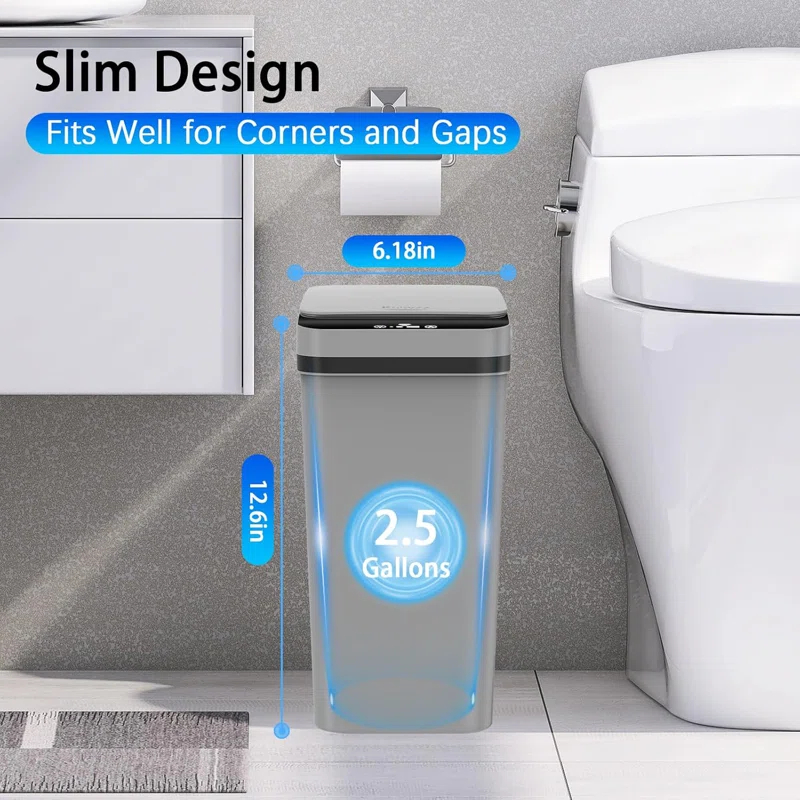 G & R PLUMBING ENTERPRISES, INC. 3 Pack Automatic Small Bathroom Trash Can with Lid - 2.5 Gallon Touchless Garbage Can