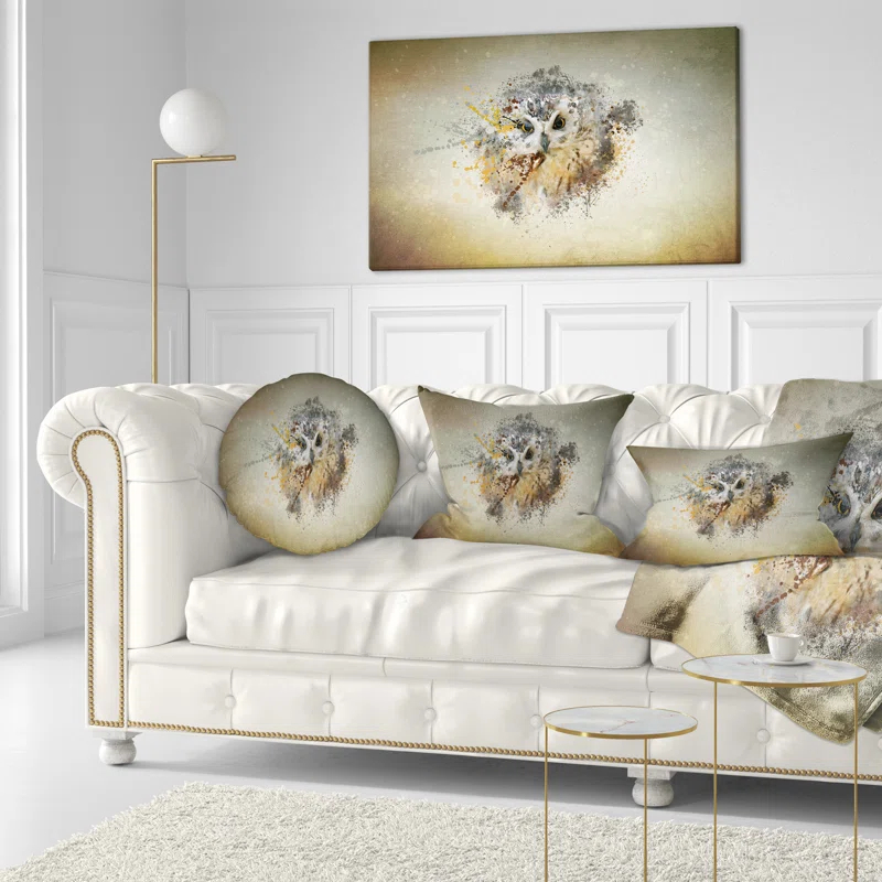 Design Art Large Gracing Owl - Animal Printed Throw Pillow