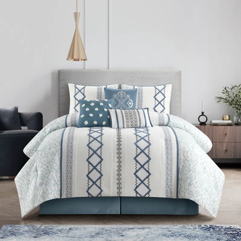 Nanshing America, Inc Anthony Microfiber 7 Piece Comforter Set