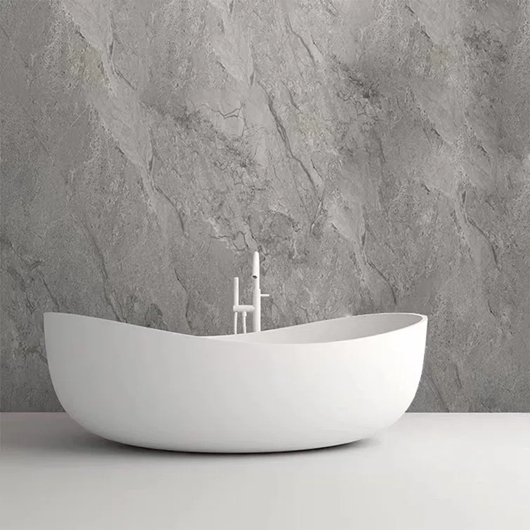 Vanity Art 63" x 37" Freestanding Soaking Stone Bathtub VA6918-ML
