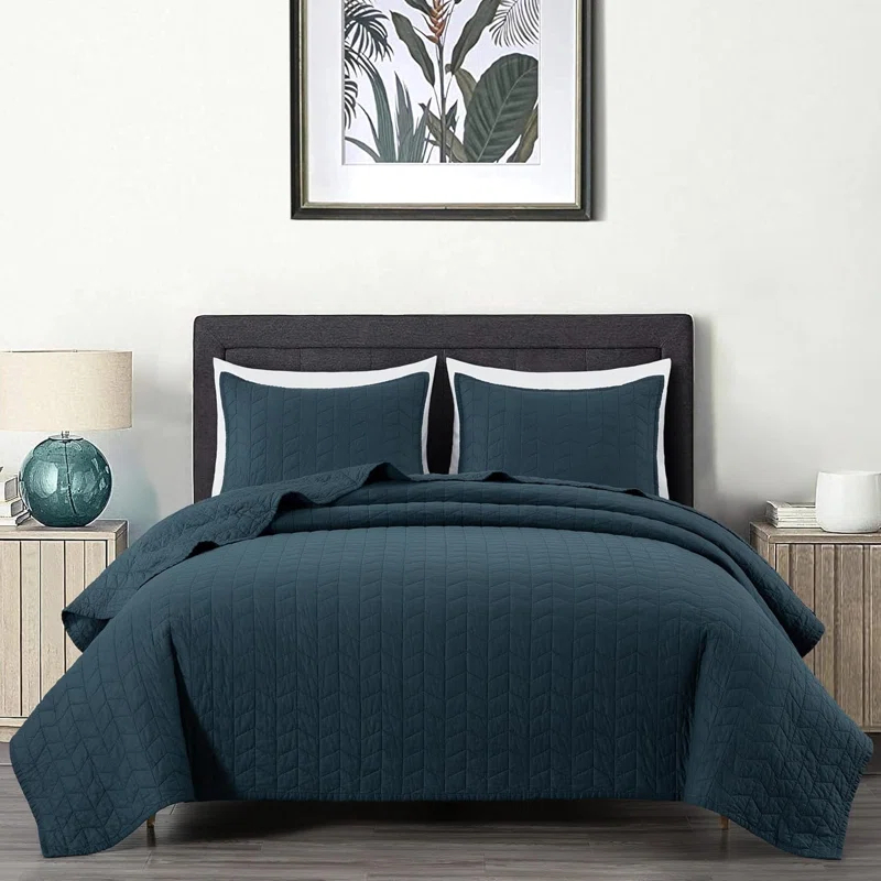 Solid Color Embroidery Stitching Cotton Quilt Sets Cotton Quilt Set