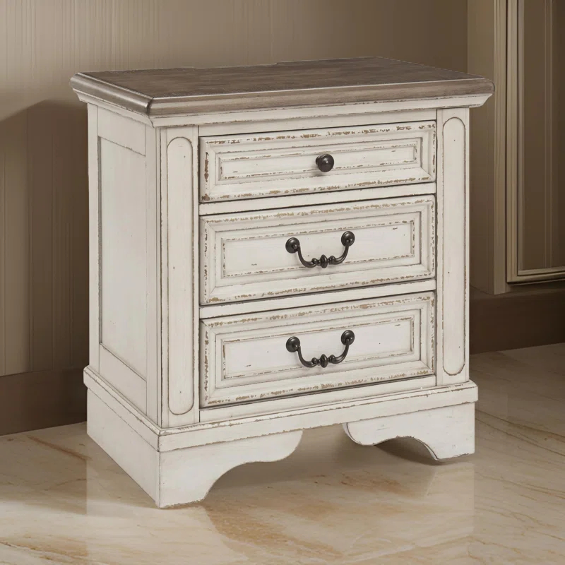 Hayley 3 - Drawer Nightstand in White