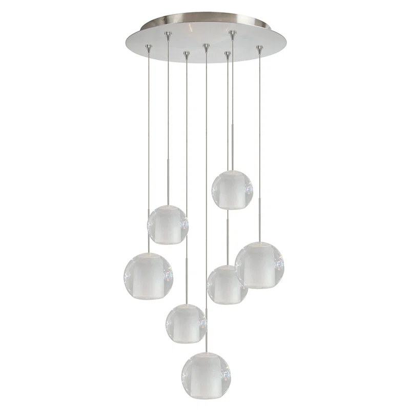 Gracie 7 - Light Satin Nickel Cluster Pendant