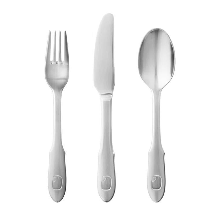 Elephant Engraved Stainless Steel Children's 3-Piece Cutlery Set